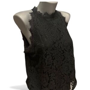 Black Lace Sleeveless Blouse